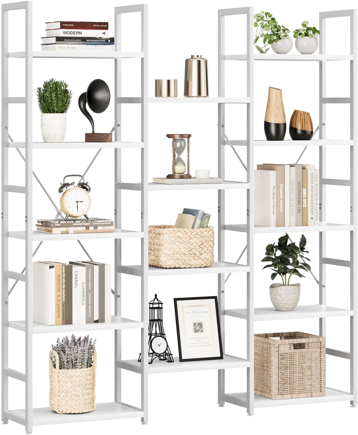 numenn triple column 5 tier bookshelf with 14 shown in use