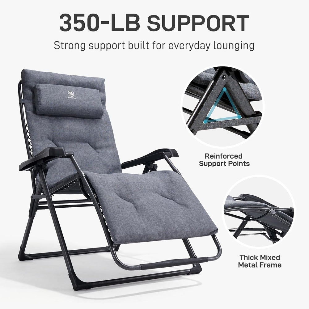 EVER ADVANCED Aluminum Zero Gravity Chair, 2.4" Padded, 350 lb Capacity