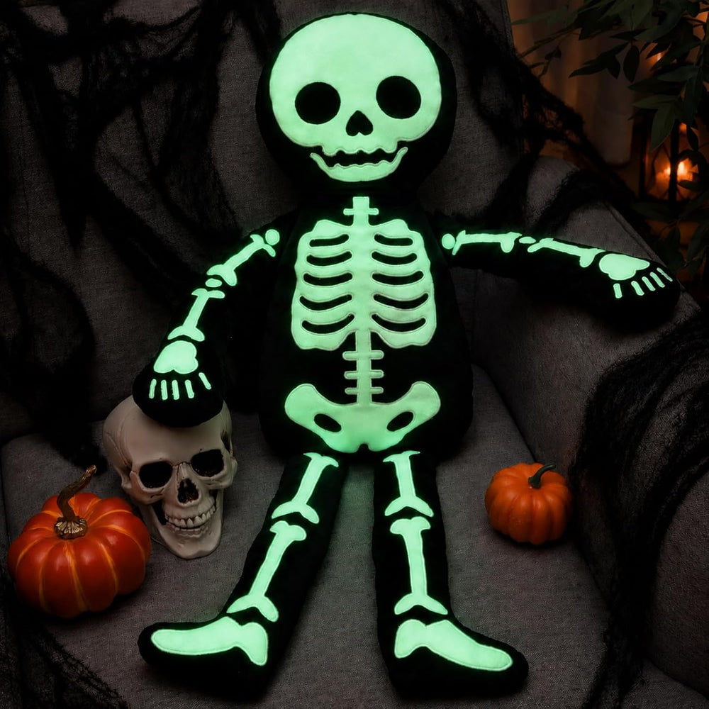 Simgoing Halloween Skeleton Plush, Glow in The Dark Skeleton Plush Pillow
