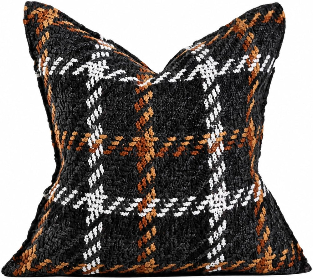 1 Pcs 18x18 Indoor Brown Black Throw Pillow Cover Only