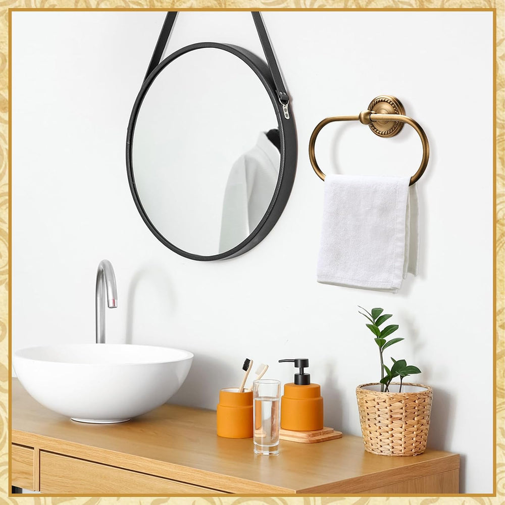 4 Pcs Antique Brass Gold Bathroom Accessories Set Wall-Mounted Towel Rack &am...