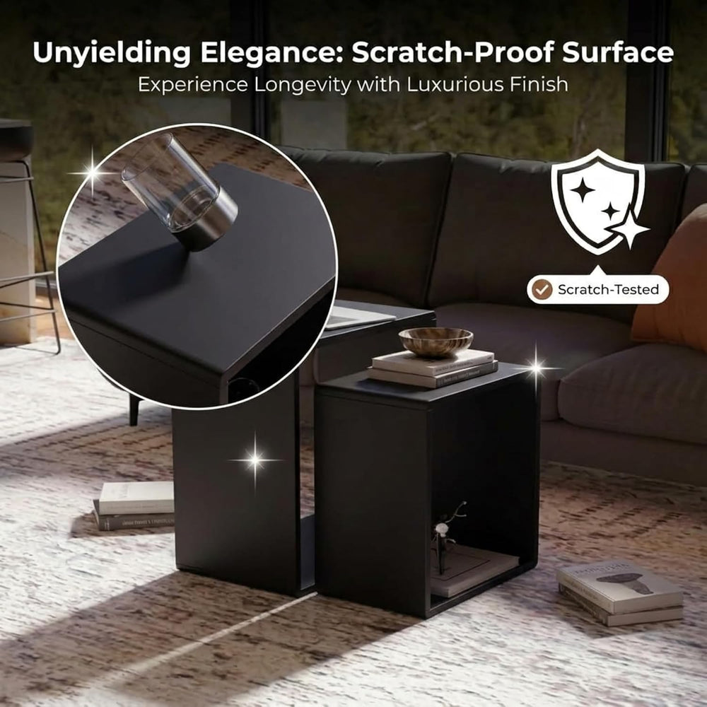 Relso Cascade Nesting Tables Set of 2 - Solid Wood with Smooth Rounded Edges ...