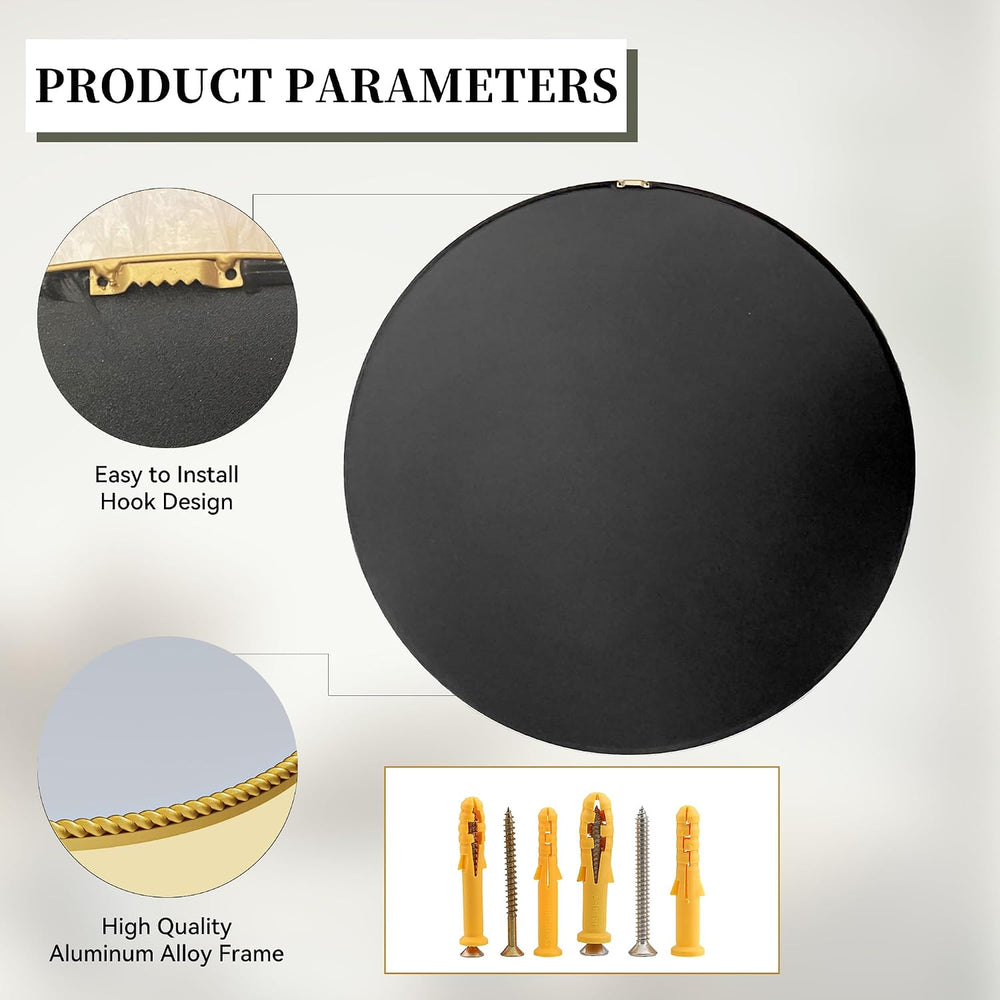 PROHOMEWARE Gold Round Bathroom Mirrors, 24 inch Circle Wall Mounted Hanging ...