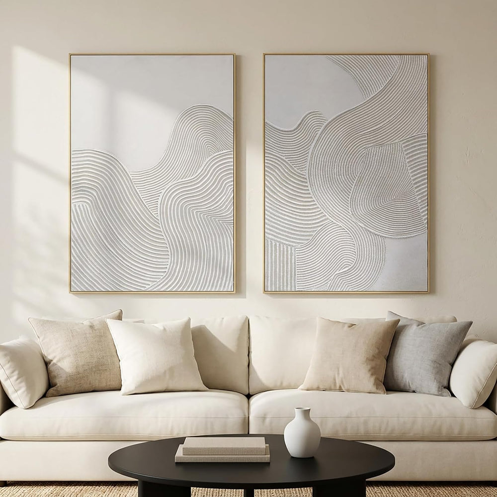Zessonic Neutral Abstract 3D Textured Hand-Painted Thick Wall Art,28"x40...