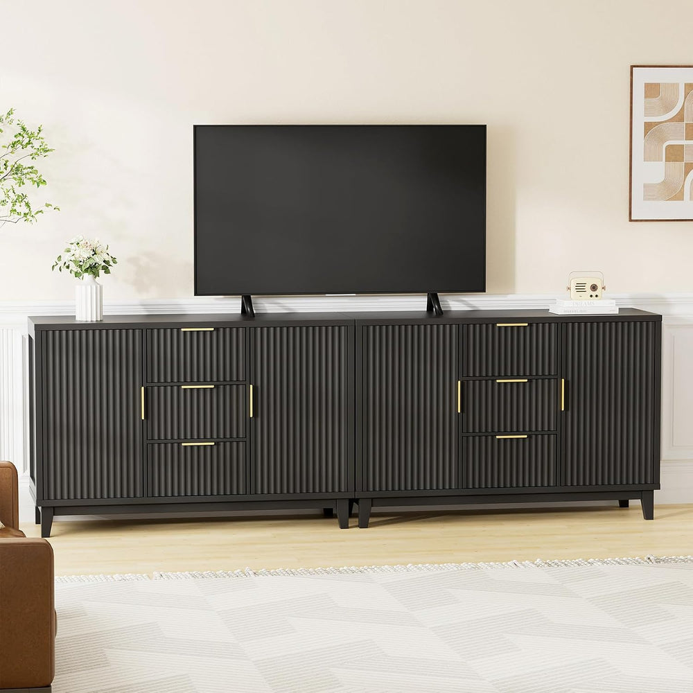 47.2" W Storage Cabinet with 3 Drawers, Fluted Buffet Cabinet with Storage