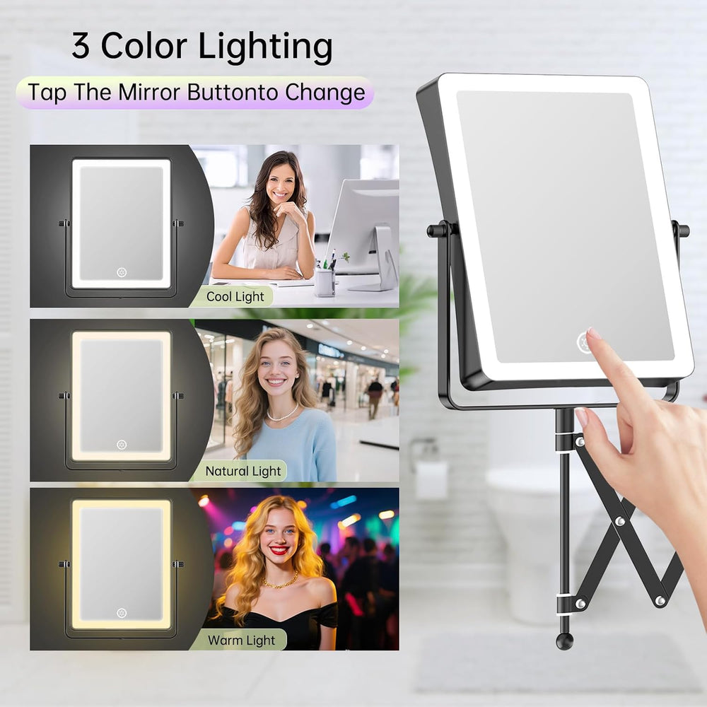 FASCINATE 8.7" 5000mAh Rechargeable Wall Mounted Makeup Mirror (Black)
