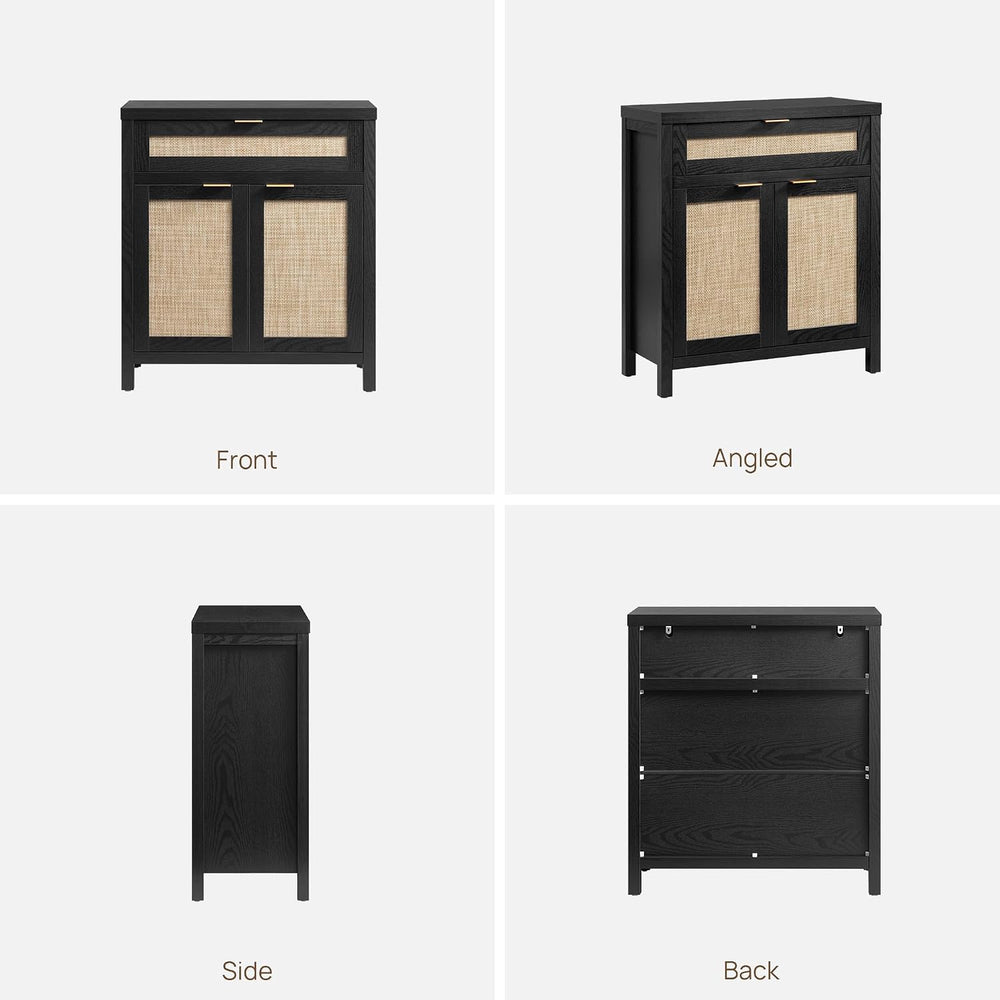 SICOTAS Sideboard Buffet Storage Cabinet, Rattan Accent Cabinet with Doors