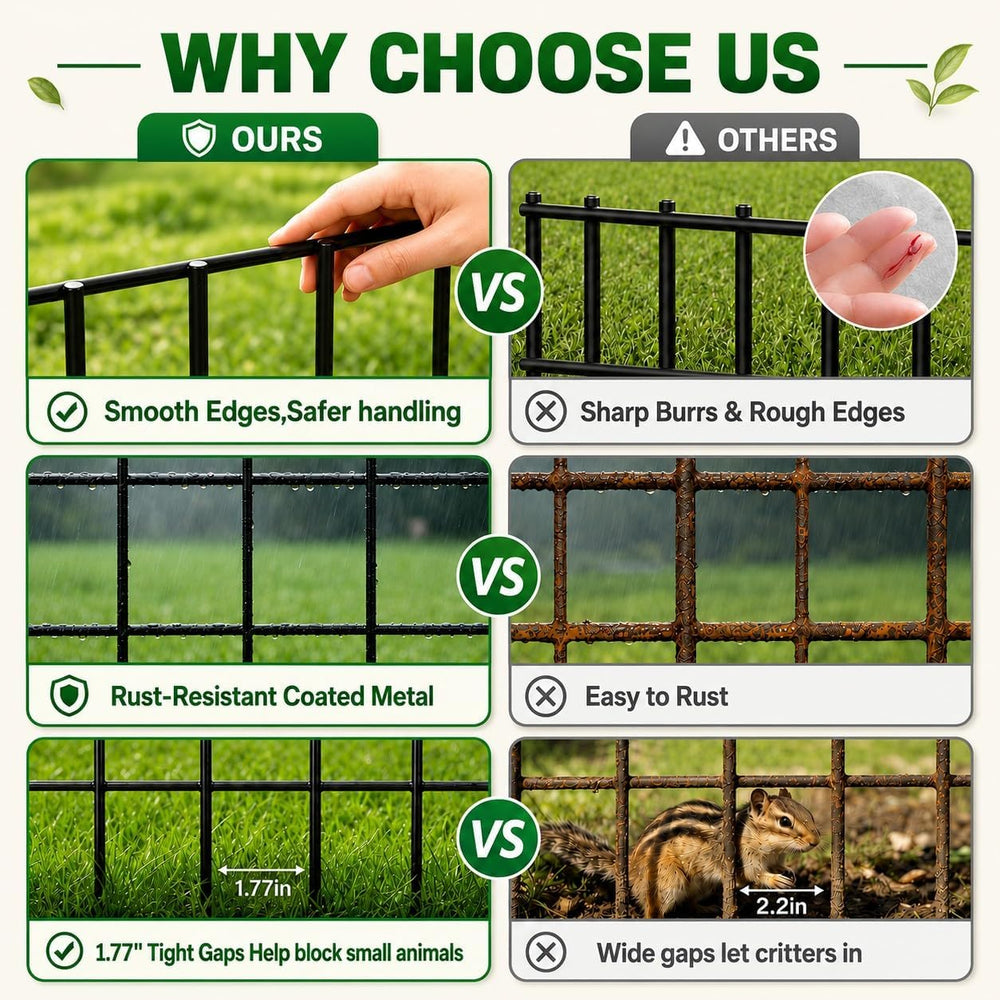 Animal Barrier Fence 42.5ft(L)x13in(H), 30 Panels No Dig Garden Fence