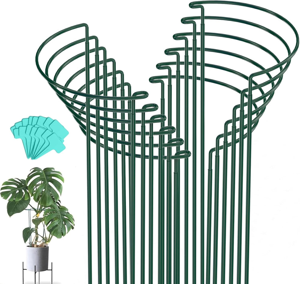 12 Pack 24 Inch Metal Plant Support Stakes for Outdoor Plants and Flowers