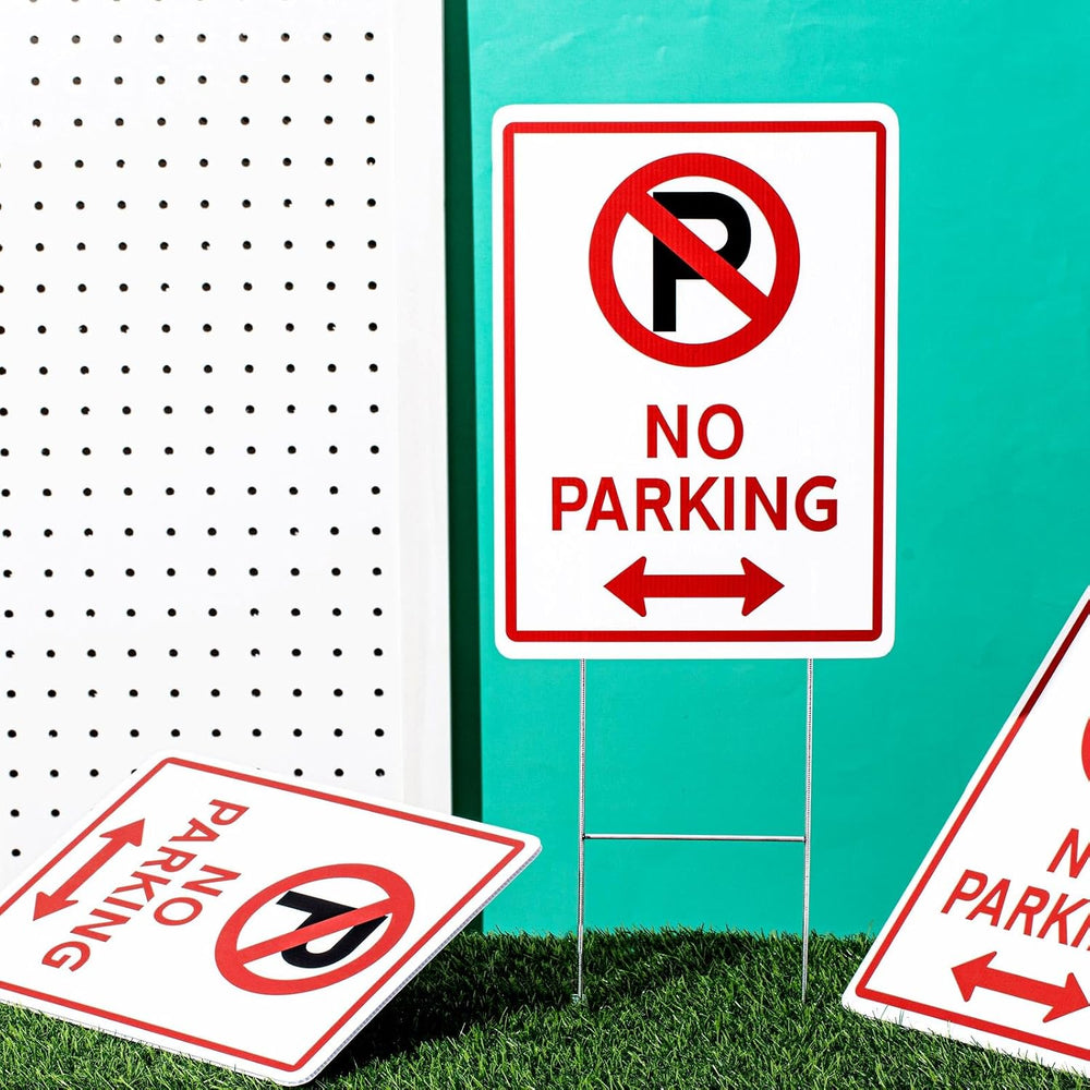 Kigley 8 Pcs No Parking Signs with Stake, 14 x 10" Double Sided Plastic