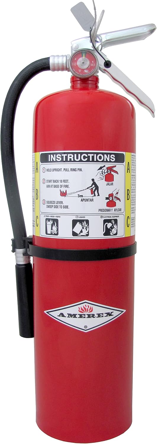 Amerex B456, 10lb ABC Dry Chemical Class A B C Multi-Purpose 10 Pound Fire Ex...