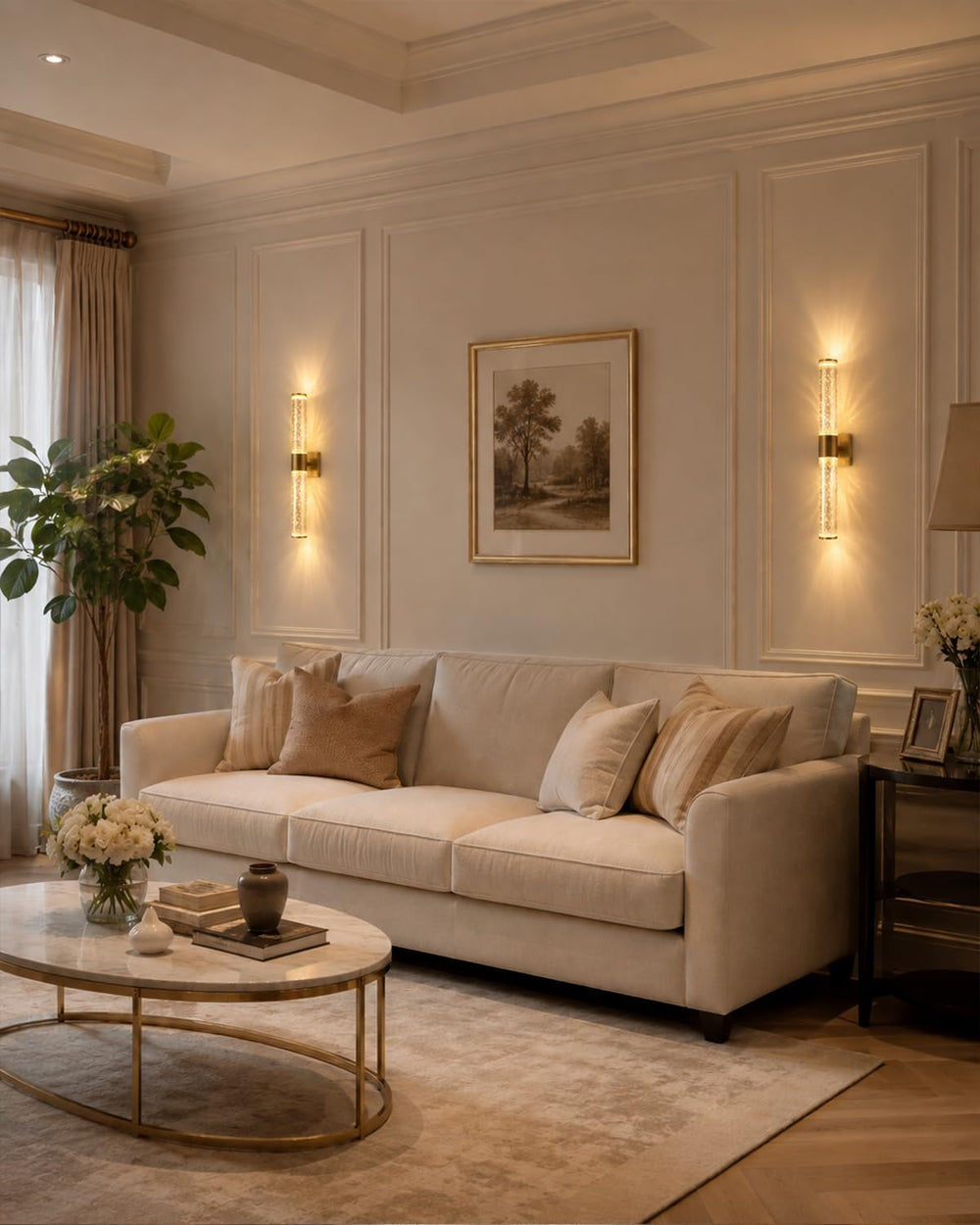 Battery Operated Wall Sconces Set of Two, Dimmable Wall Lights
