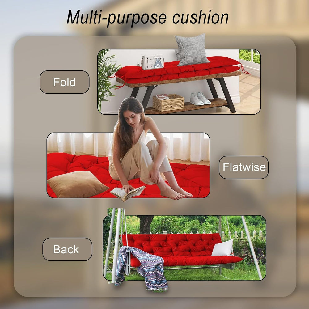 Outdoor Swing Cushions Waterproof, Red, 40×63in