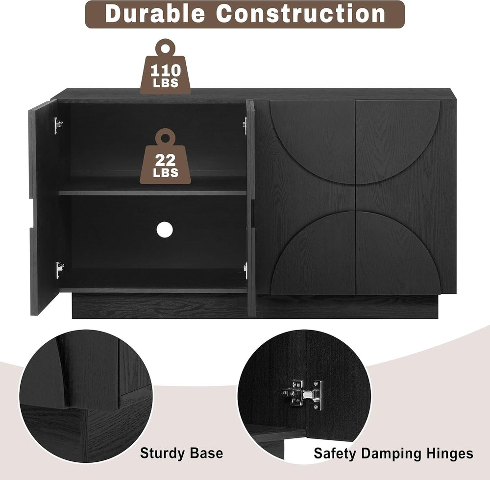 LKTART 56" Modern Sideboard Buffet Storage Cabinet with Solid Wood Venee...