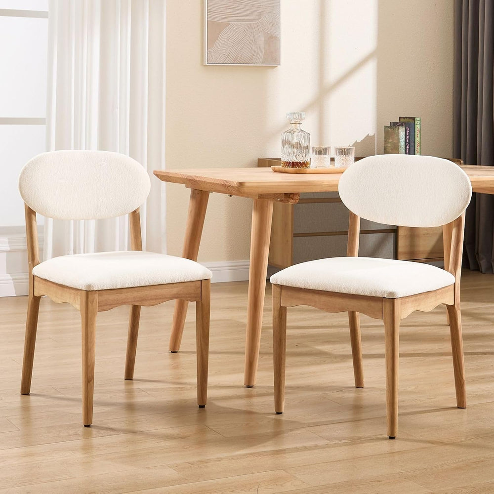 ROCITY White Dining Chairs Set of 8 Wood Farmhouse Dining Room Chairs Chenill...