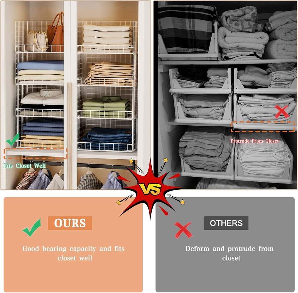 Yociyoga 4-Tier Stackable Closet Organizers and Storage Basket, Foldable Clos...