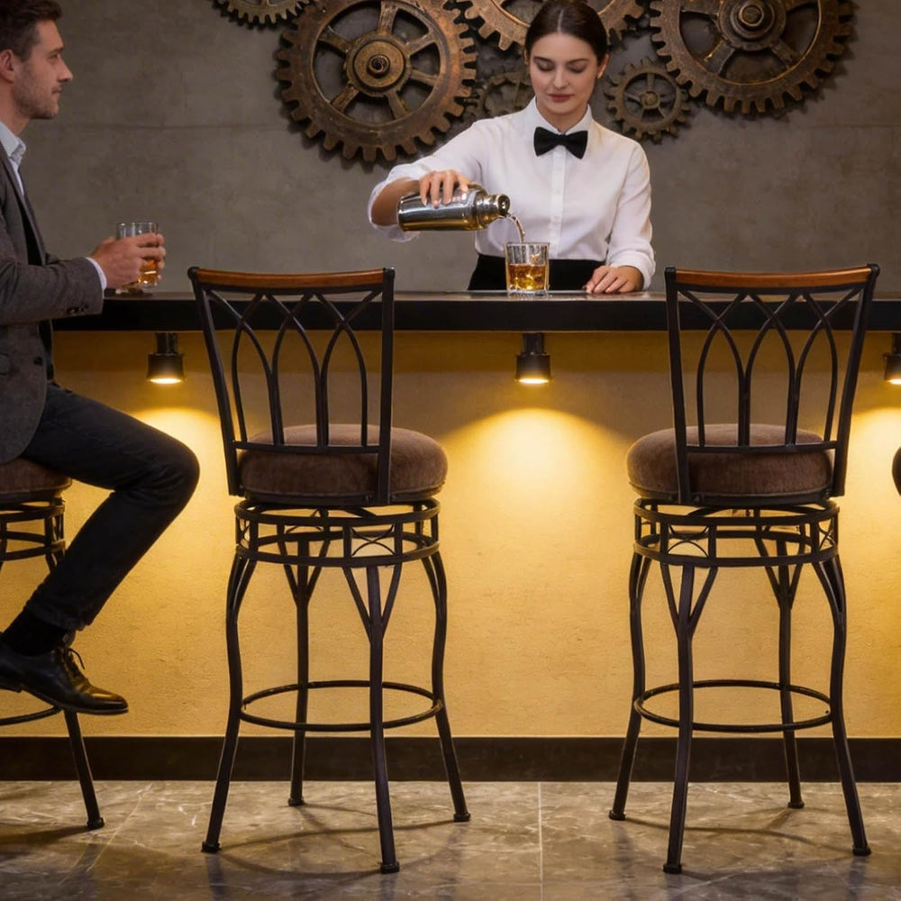 Swivel Bar Stools with Backs Set of 2, Adjustable Height 25"/30", I...