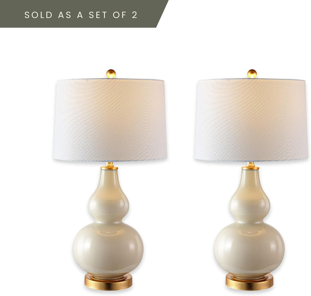 SAFAVIEH Lighting Karlen Table Lamp, 29″ Ceramic Cream/Gold TBL4223A-SET2
