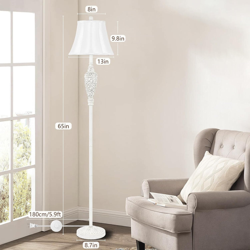 Sheetea 65’’ Floor Lamp for Living Room, Vintage Standing Lamp, White