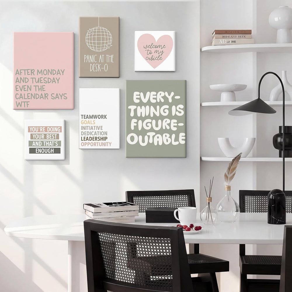 HAWONE Funny Office Wall Art Set of 6 Motivational Teamwork Quote Print Poste...