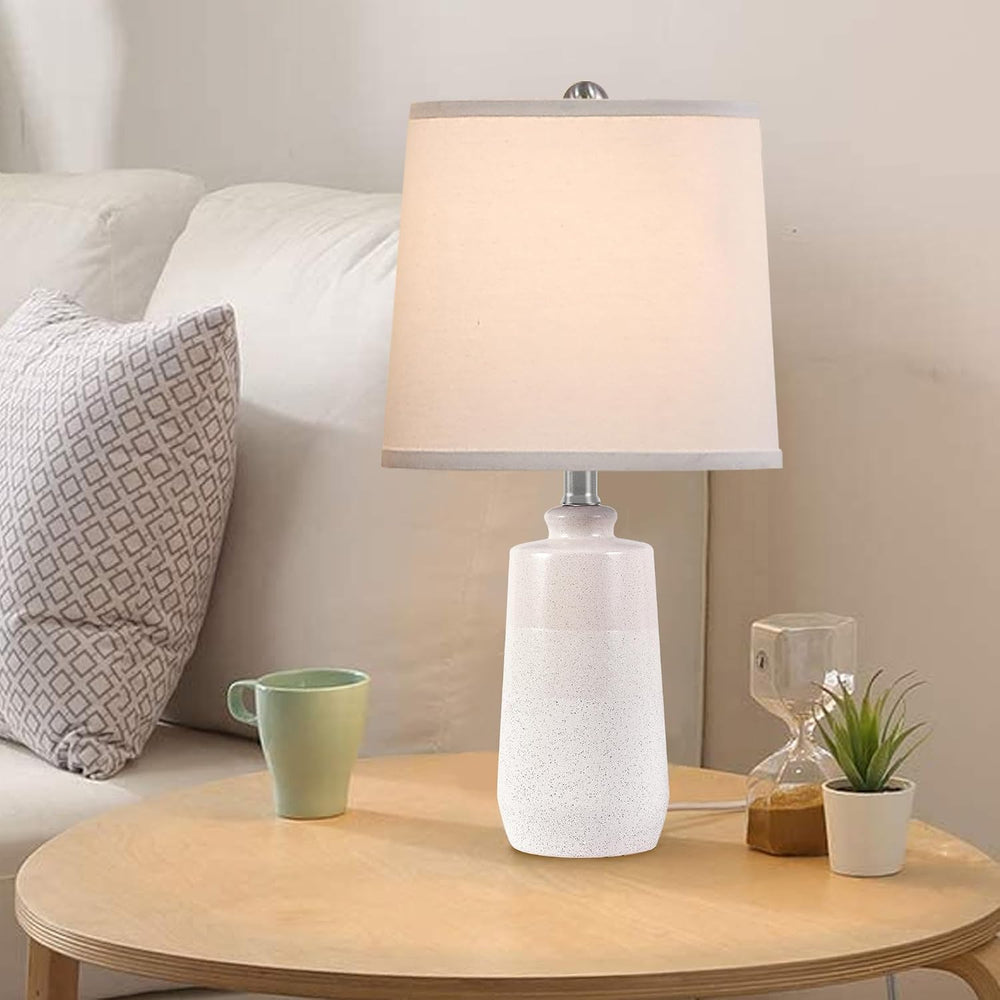 20.5" Ceramic Nightstand Lamps Set of 2 for Bedroom, White End Table Lamps