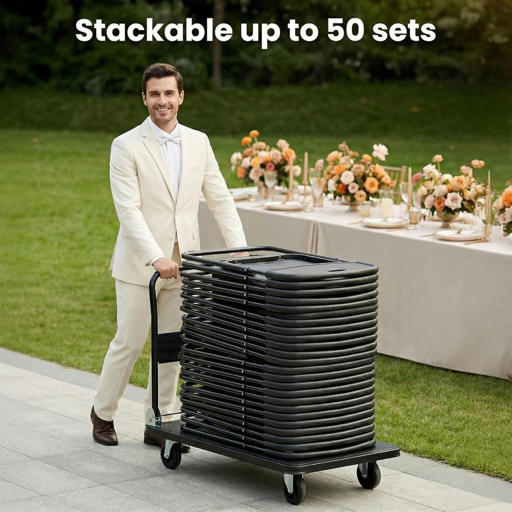 10 Pack Black Plastic Folding Chairs for Outside Portable Foldable