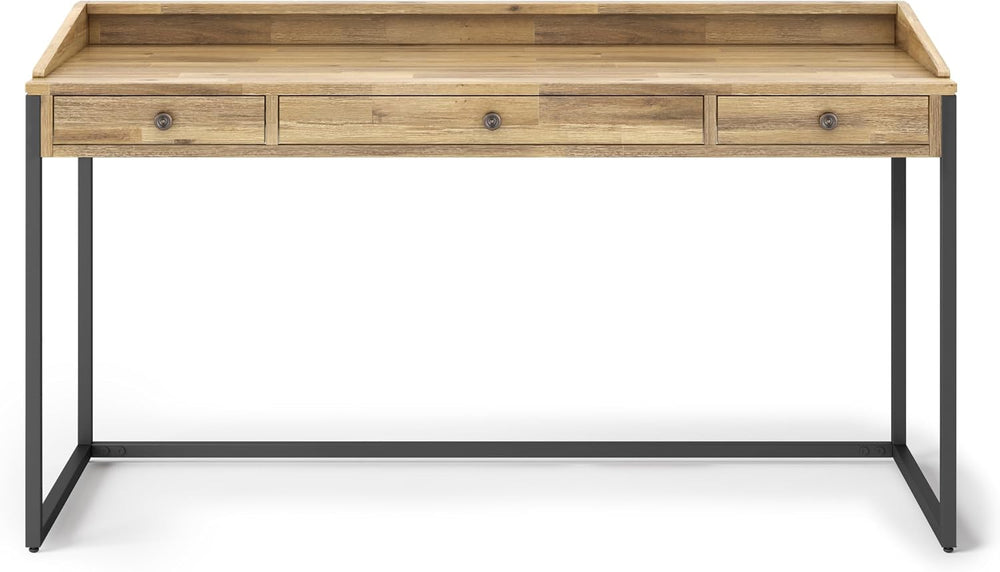 SIMPLIHOME Ralston 60" Wide Solid Acacia Wood Writing Desk in Golden Wheat