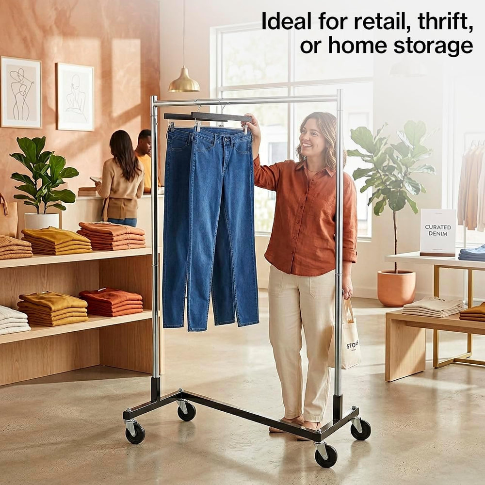 SSWBasics Compact Z Rack, Heavy Duty Rolling Clothing Rack, Holds 300 lb