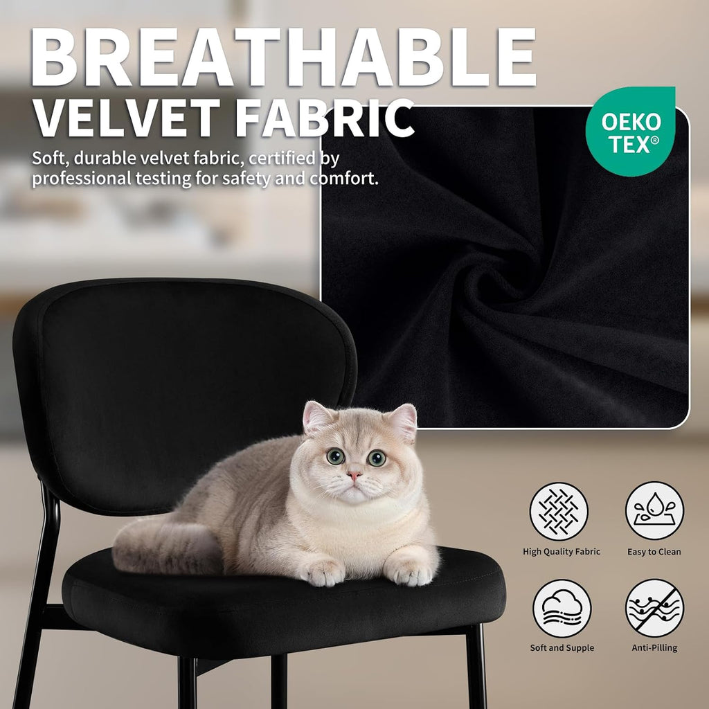 stoolink black velvet dining chairs set of 6 showing dimensions