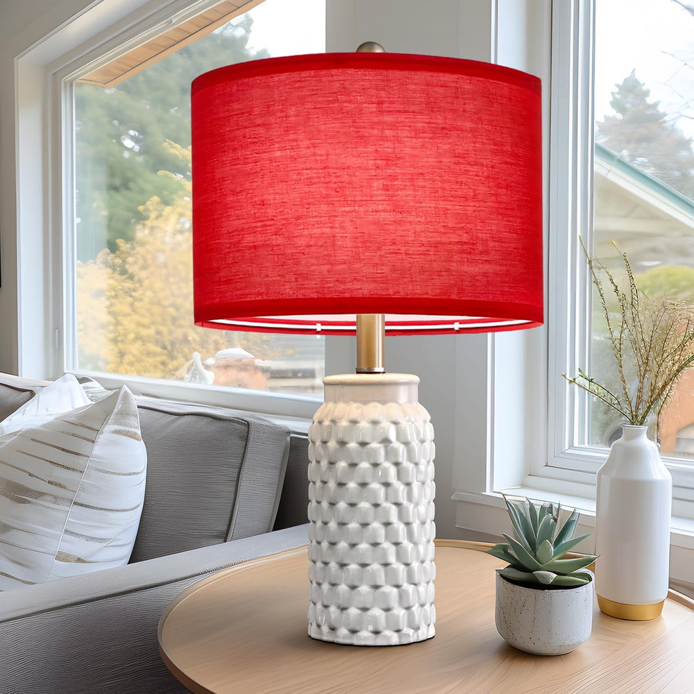 Lamp Shades Set of 2, Red Drum Lamp Shades, 11.8 x 11.8 x 7.9 Inch