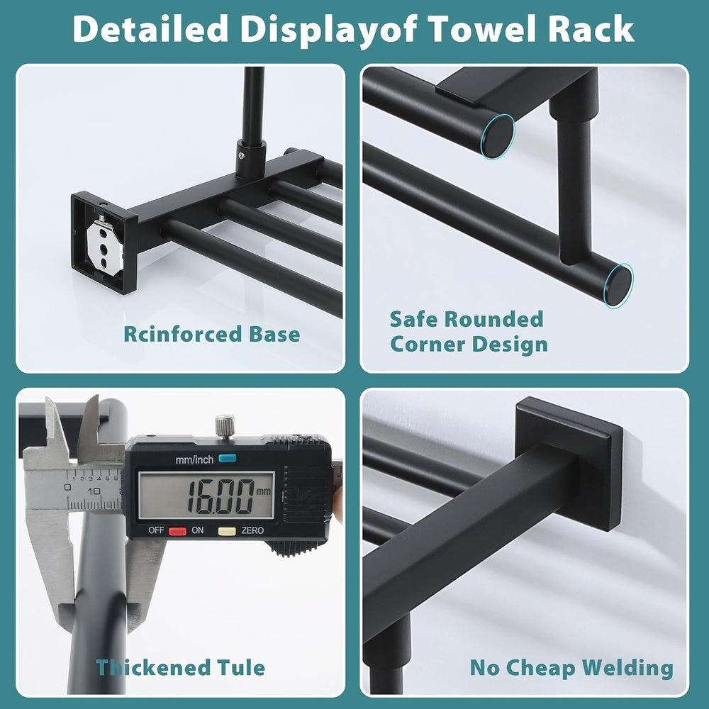 Alise Towel Racks for Bathroom Wall Mount 16 Inch,Matte Black