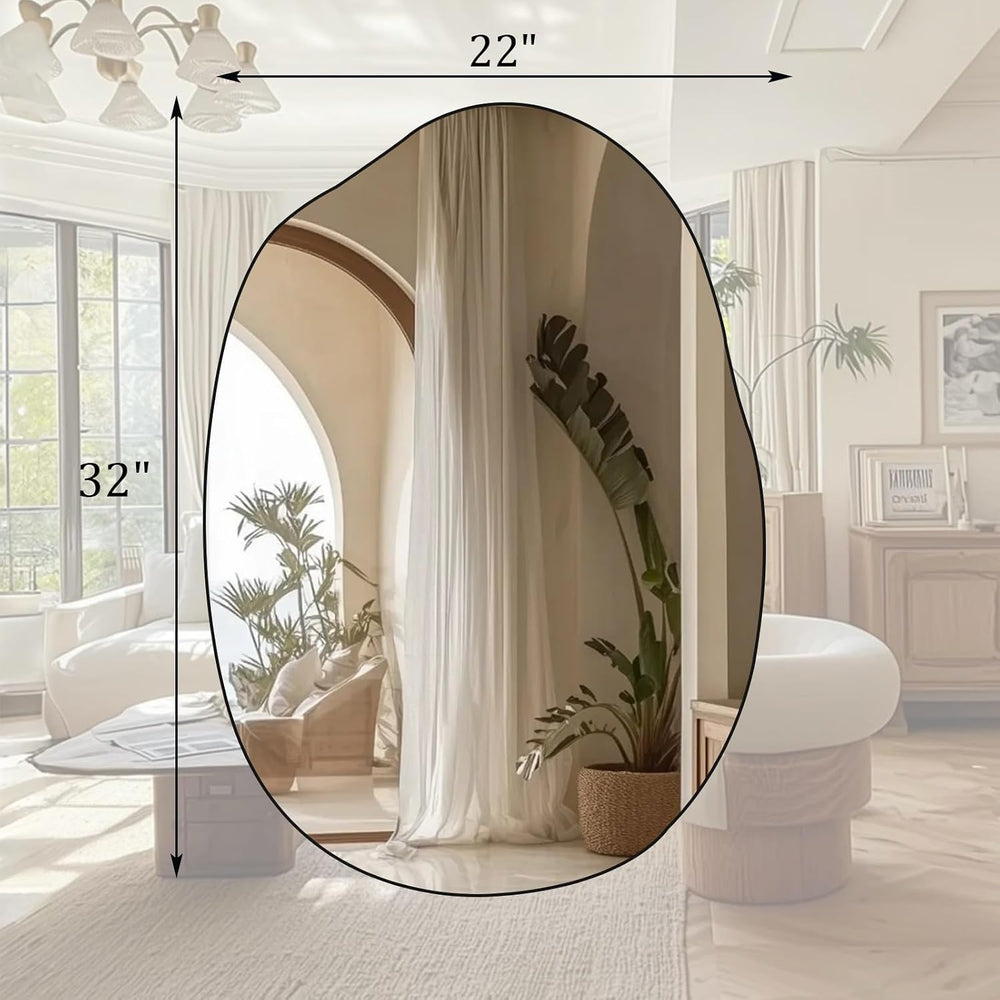 HARRITPURE 22"x32" Irregular Wall Mirror, Bathroom Mirror for Over ...