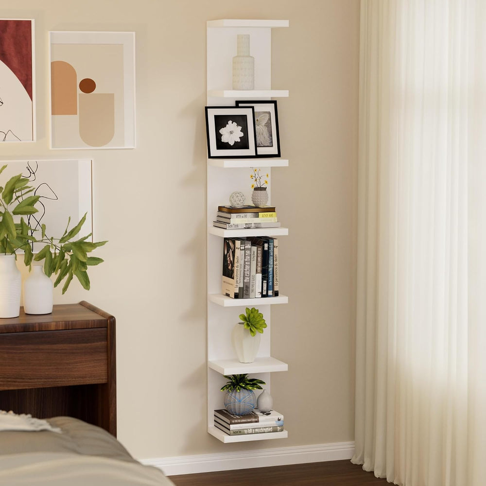7 Tier Wall Shelf, Versatile Wall Mounted Lack Shlef Floating Shelf White