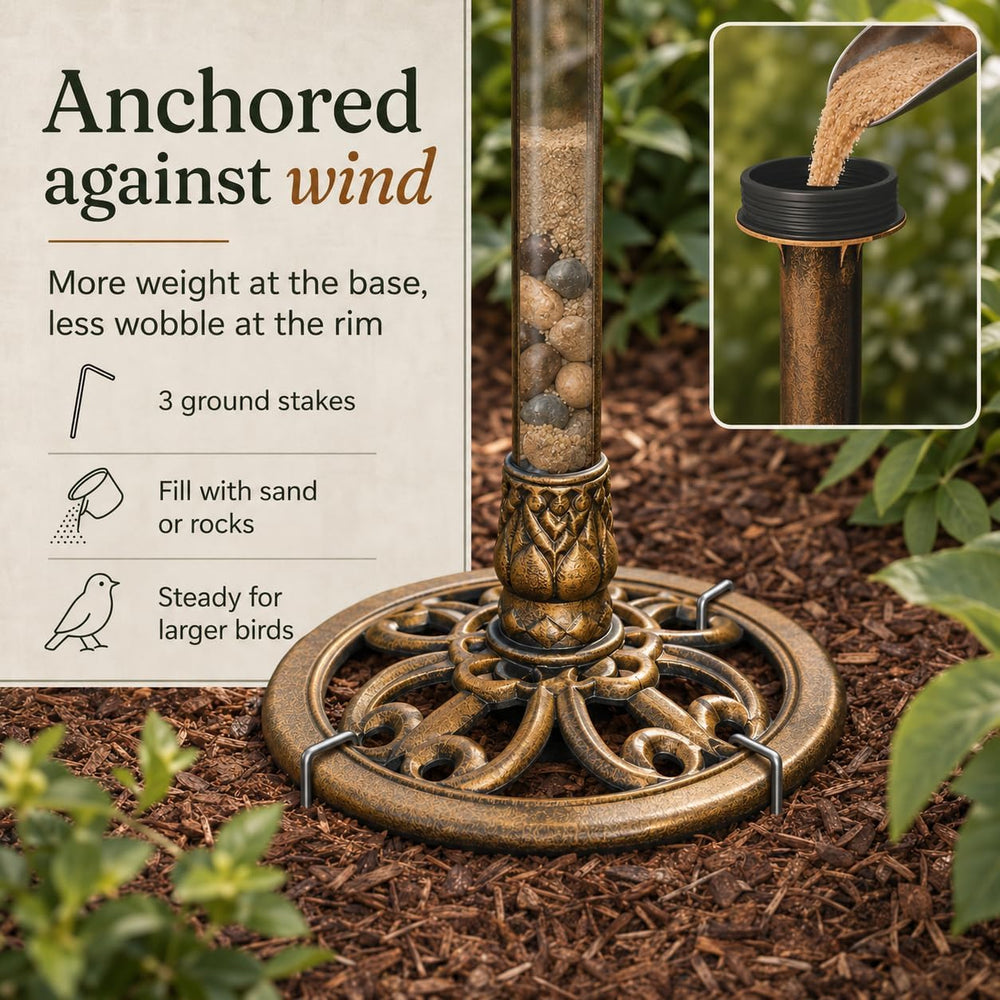Backyard Expressions Bird Bath for Outside, 30 in Pedestal Birdbath, Bronze