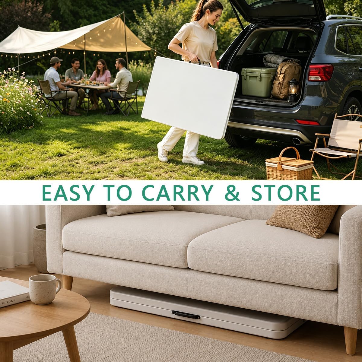 8ft Folding Table Heavy Duty 8 Foot Portable Foldable Table