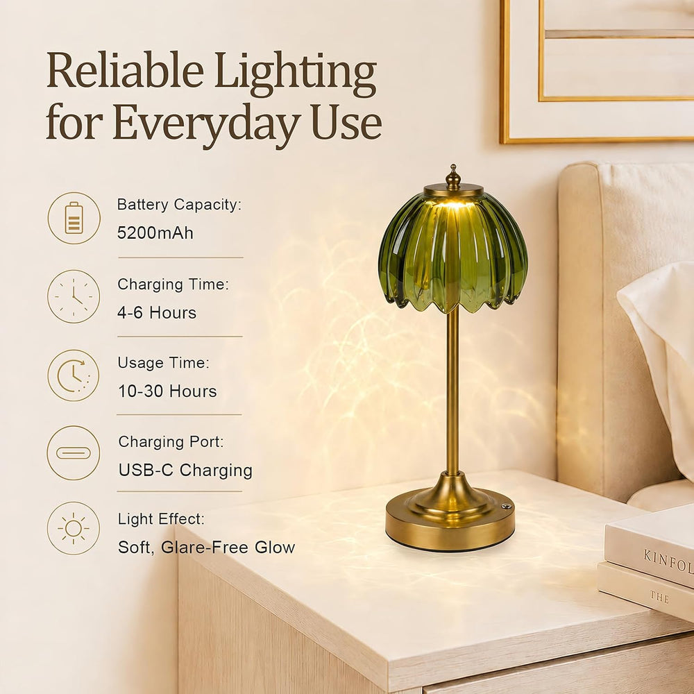 Rechargeable Cordless Table Lamp, 3 Color Temps & Stepless Dimming