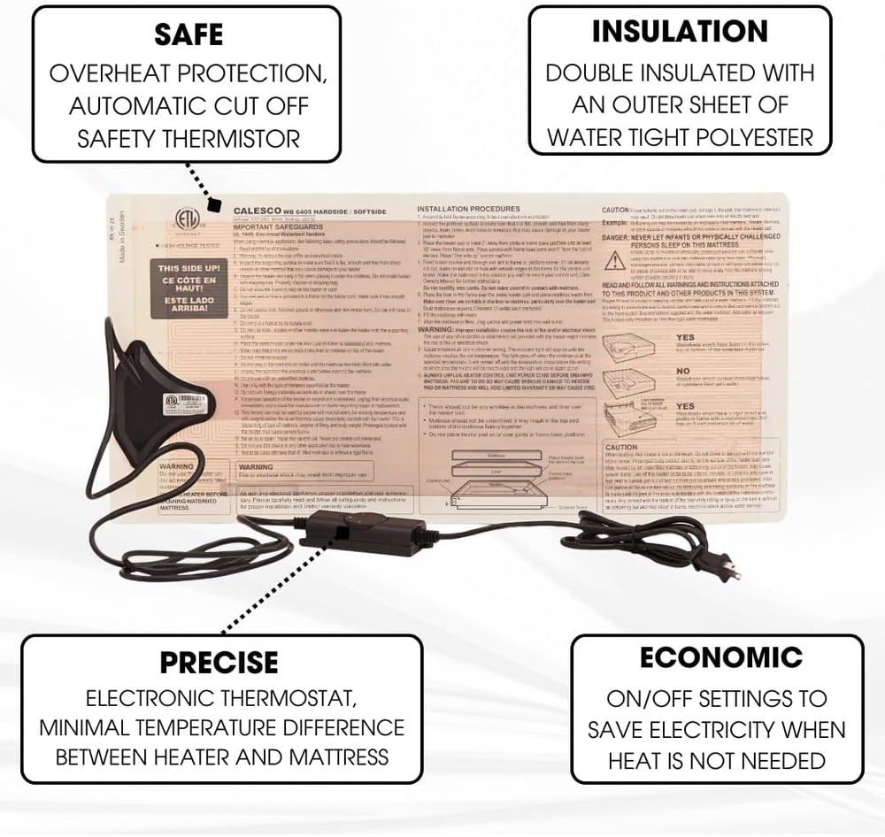 Waterbed Heater 325W – Temperature Control, Safe & Efficient Heating, Eve...