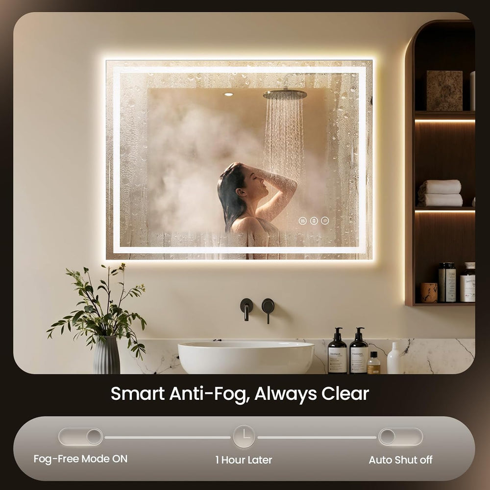 40"x30" LED Bathroom Mirror with Anti-Fog, Backlit & Front Ligh...