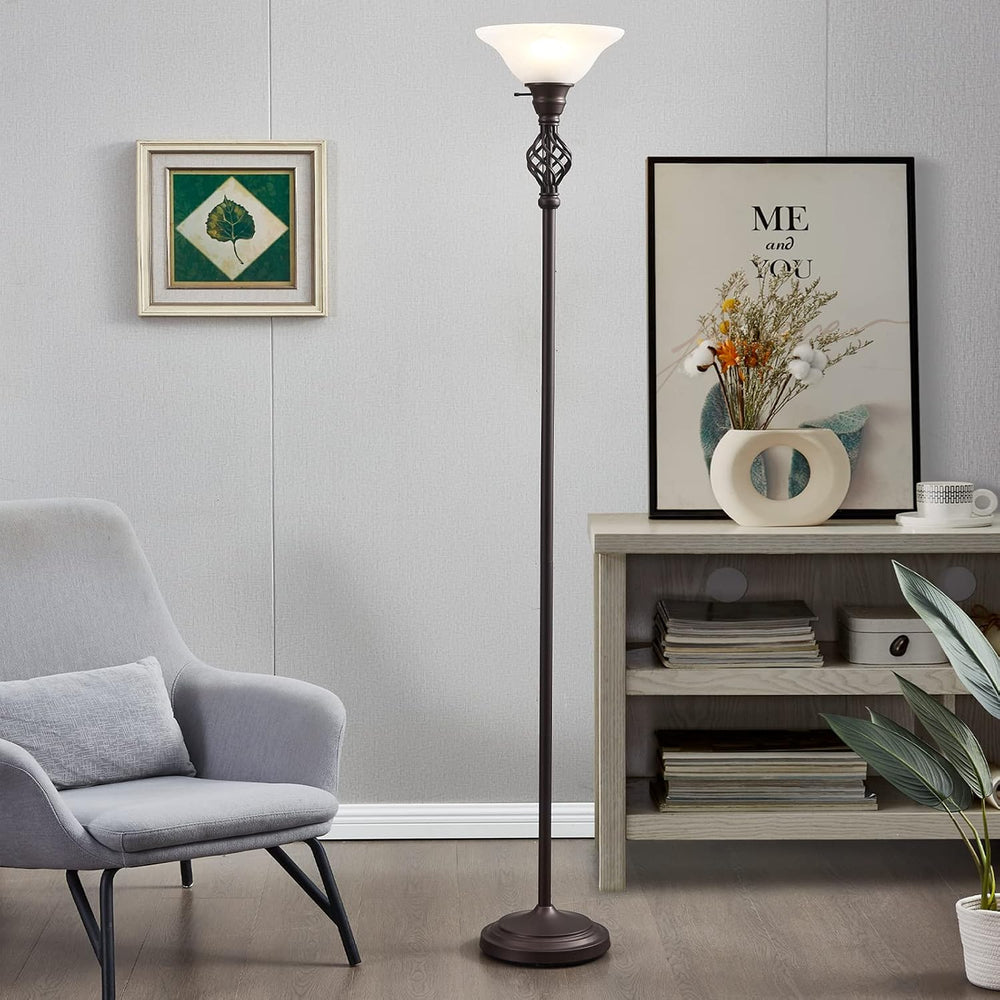 GyroVu Torchiere Floor Lamp for Living Room, LED Standing Reading Light