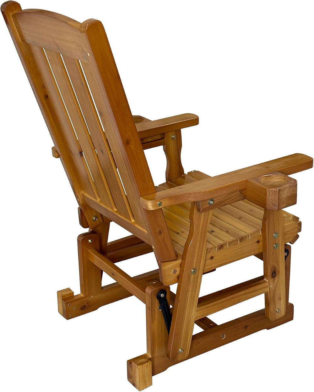 Fortune Candy Wooden Glider Chair, Cedar Tone, 1-Seater