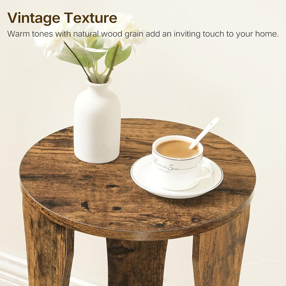 YATINEY Round Side Table Set of 2, 3-Tier Small End Table with Storage Shelve...
