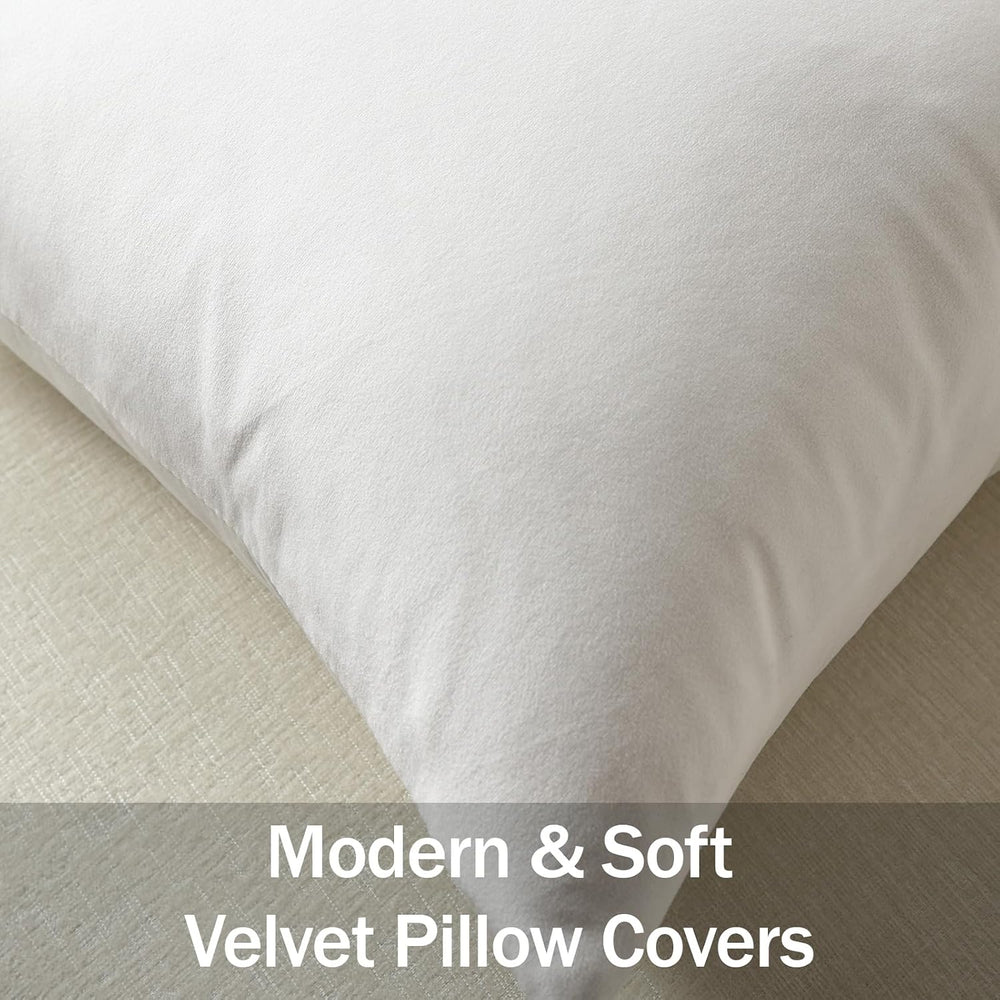 DEZENE Euro Sham Covers 26x26 Pure White: Pack of 2 Cozy Soft Velvet Square M...