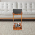 Solid Wood End Table with Rolling Wheels, C Shaped Side Table, TV Tray Table Small Accent Table, Couch Table That Slide Under for Small Space, Living Room, Bedroom or Office (Brown)