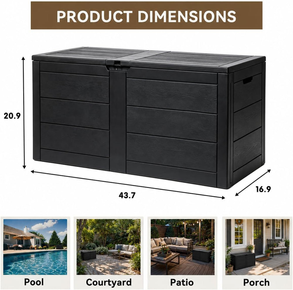 70 Gallon Deck Box, Outdoor Storage Box Waterproof, Patio Storage
