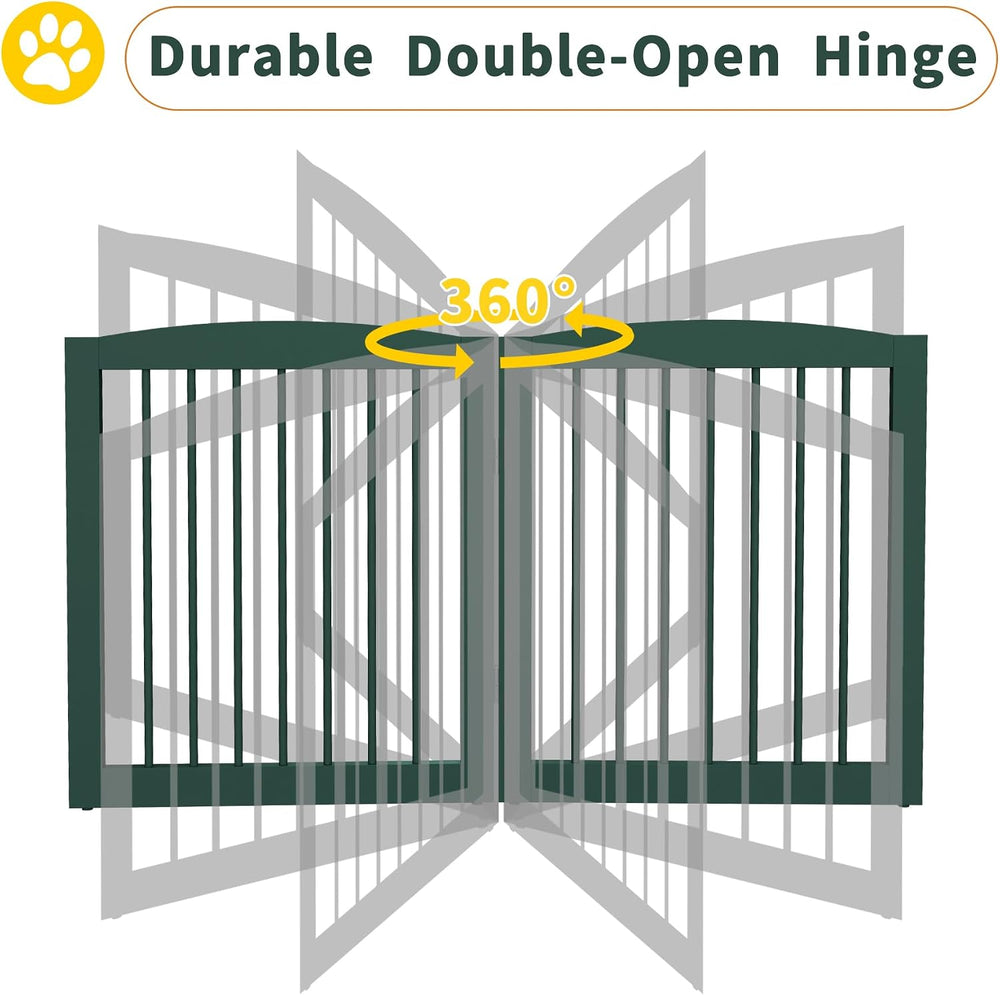 PUPETPO Freestanding Pet Gate for Dogs, Foldable Wooden Dog Gate for House, I...