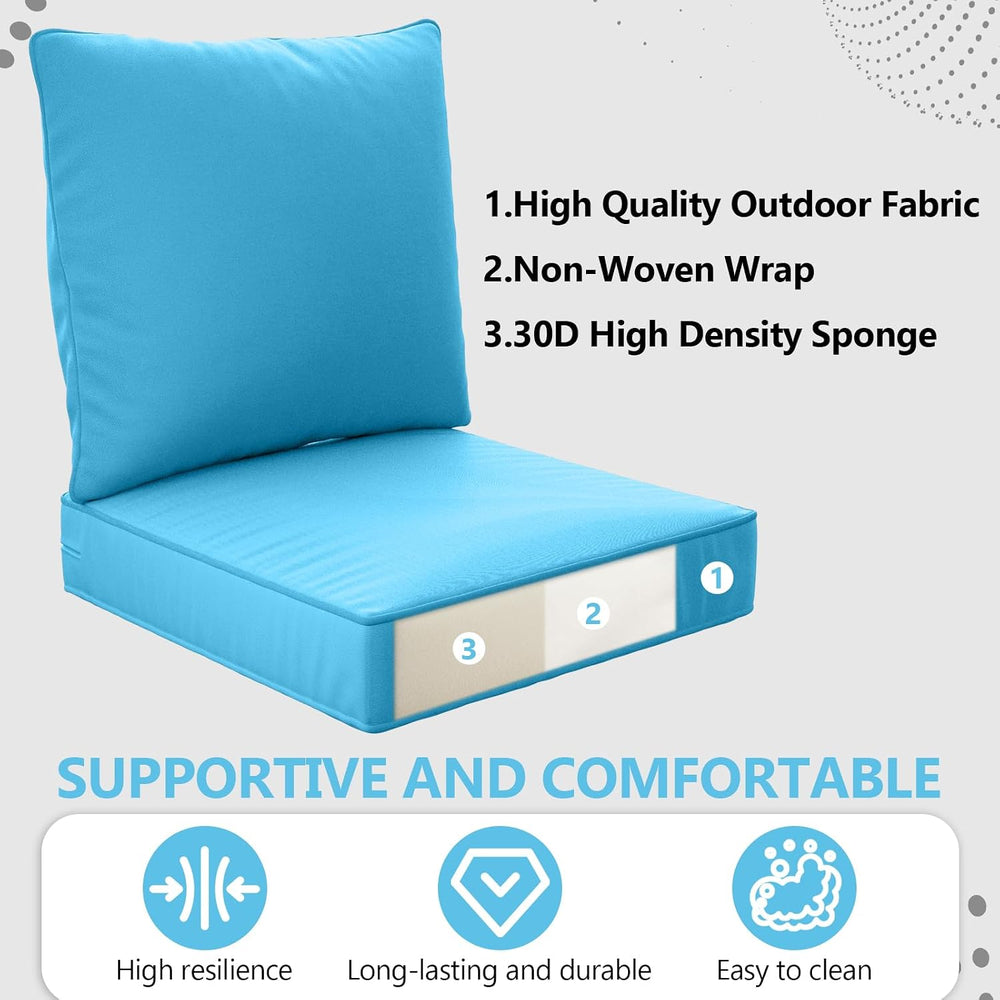 24" x 24" x 6" Outdoor Deep Seat Cushions Set - Waterproof &am...
