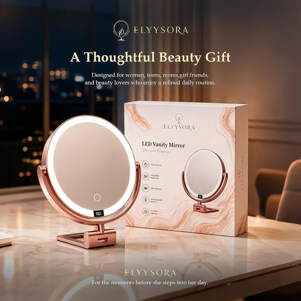 1X/30X Makeup Mirror with Lights, Magnifying Mirror (Rose Gold)