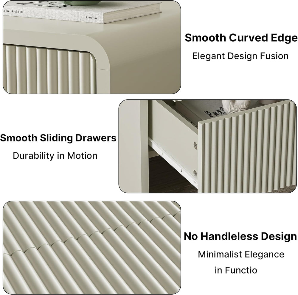MAISONARIA 3-Piece Curved Dresser Bedroom Set, Beige