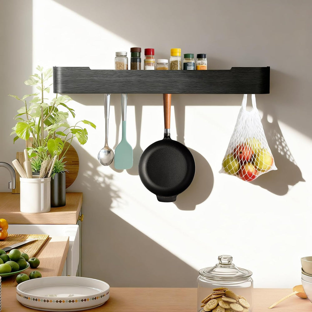 Coat Rack Wall Mount with Shelf Entryway Shelf Modern Key Holder Hanger Wall ...
