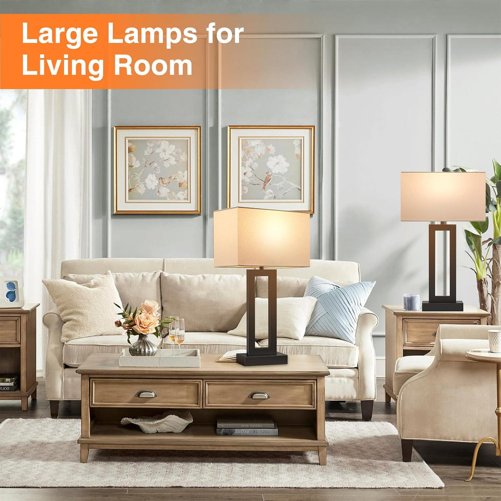 22" Tall Living Room Lamps for Night Stands, Touch Lamp, White&Black